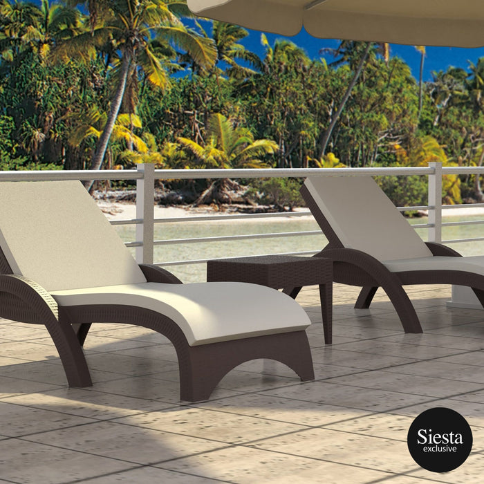 Resin Rattan Sun Lounger with Cushions 3 Piece Package with Tequila Side Table