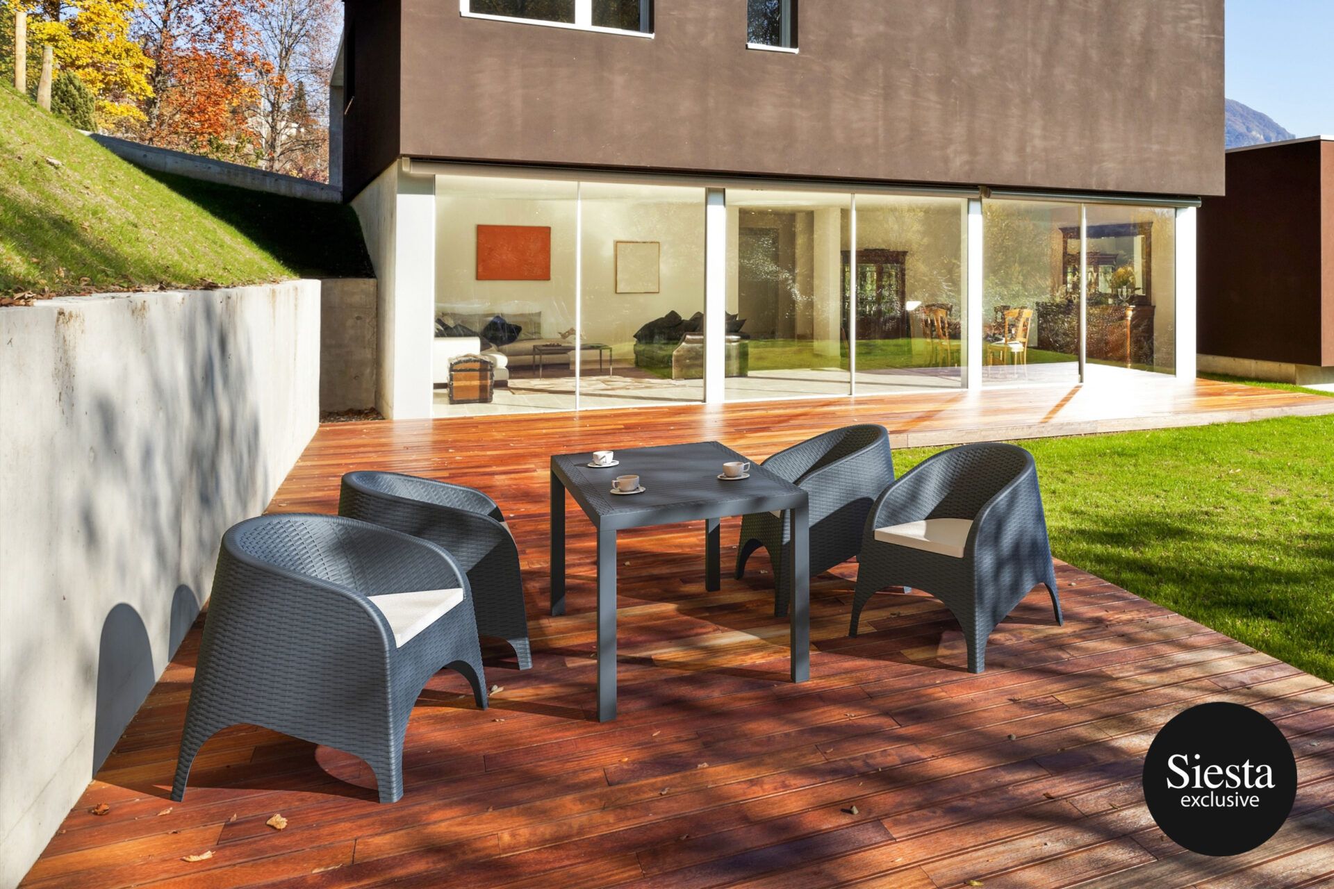 5 Piece Outdoor Tub Chair Setting Aruba Armchair