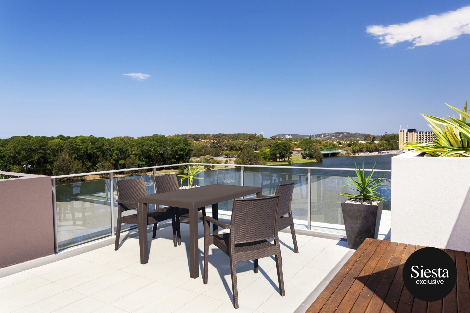 5 Piece Resin Rattan Outdoor Dining Setting