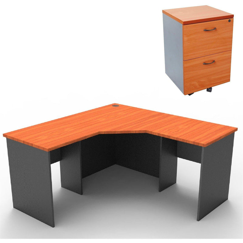 Rapid Worker Corner Workstation with Mobile Pedestal