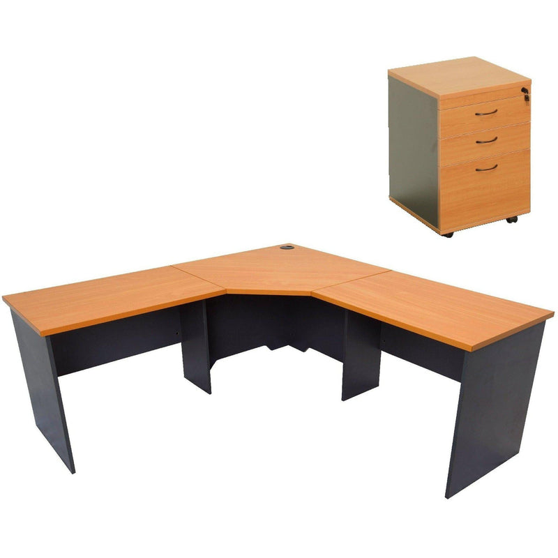 Rapid Worker Corner Workstation with Mobile Pedestal