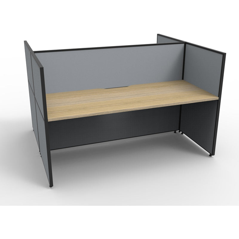 SHUSH30 Double Sided Workstation - 2 Person - Screen Hung Tops - Oak