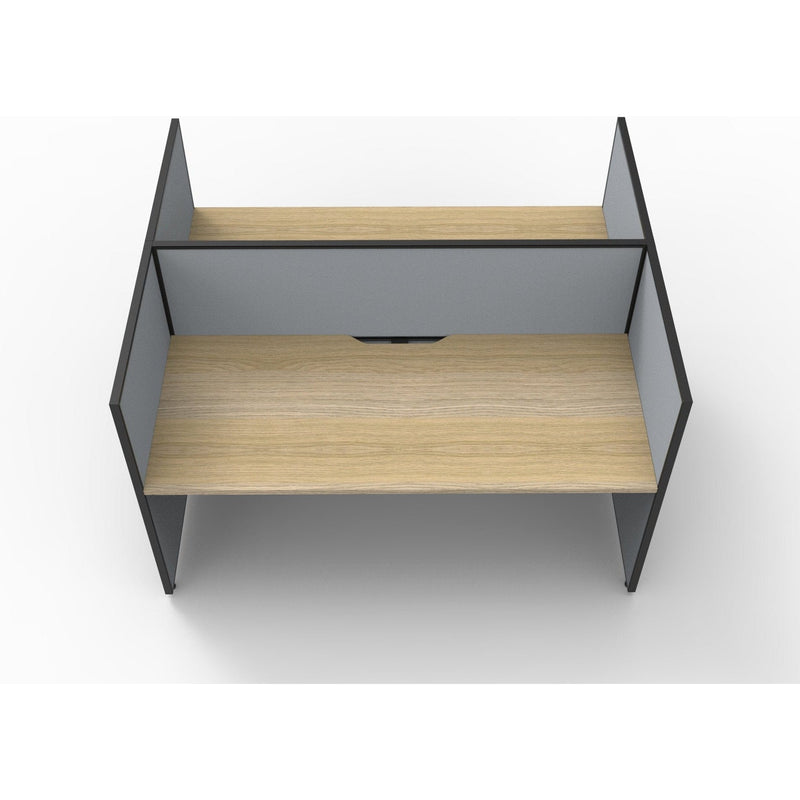 SHUSH30 Double Sided Workstation - 2 Person - Screen Hung Tops - Oak