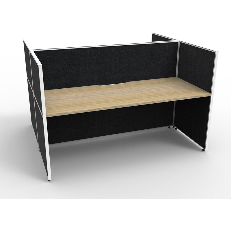 SHUSH30 Double Sided Workstation - 2 Person - Screen Hung Tops - Oak