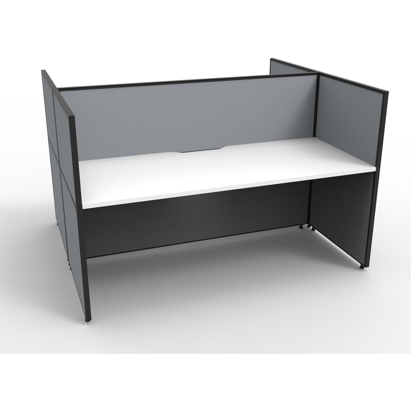 SHUSH30 Double Sided Workstation - 2 Person - Screen Hung Tops - White