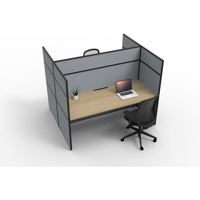 SHUSH30 Double Sided Workstation - 2 Person - Screen Hung Tops - Oak