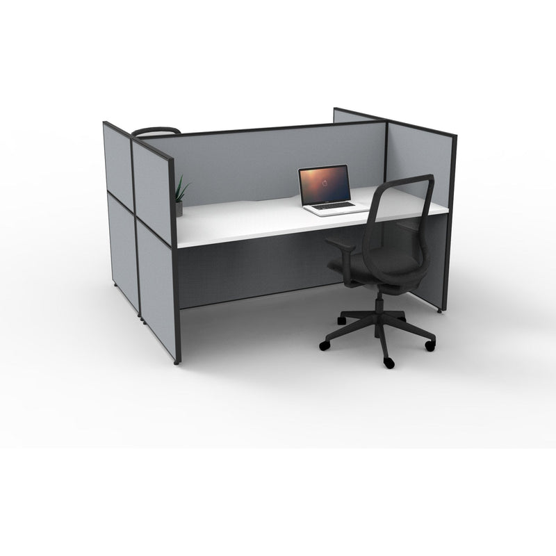 SHUSH30 Double Sided Workstation - 2 Person - Screen Hung Tops - White