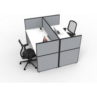 SHUSH30 Double Sided Workstation - 2 Person - Screen Hung Tops - White
