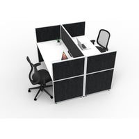 SHUSH30 Double Sided Workstation - 2 Person - Screen Hung Tops - White