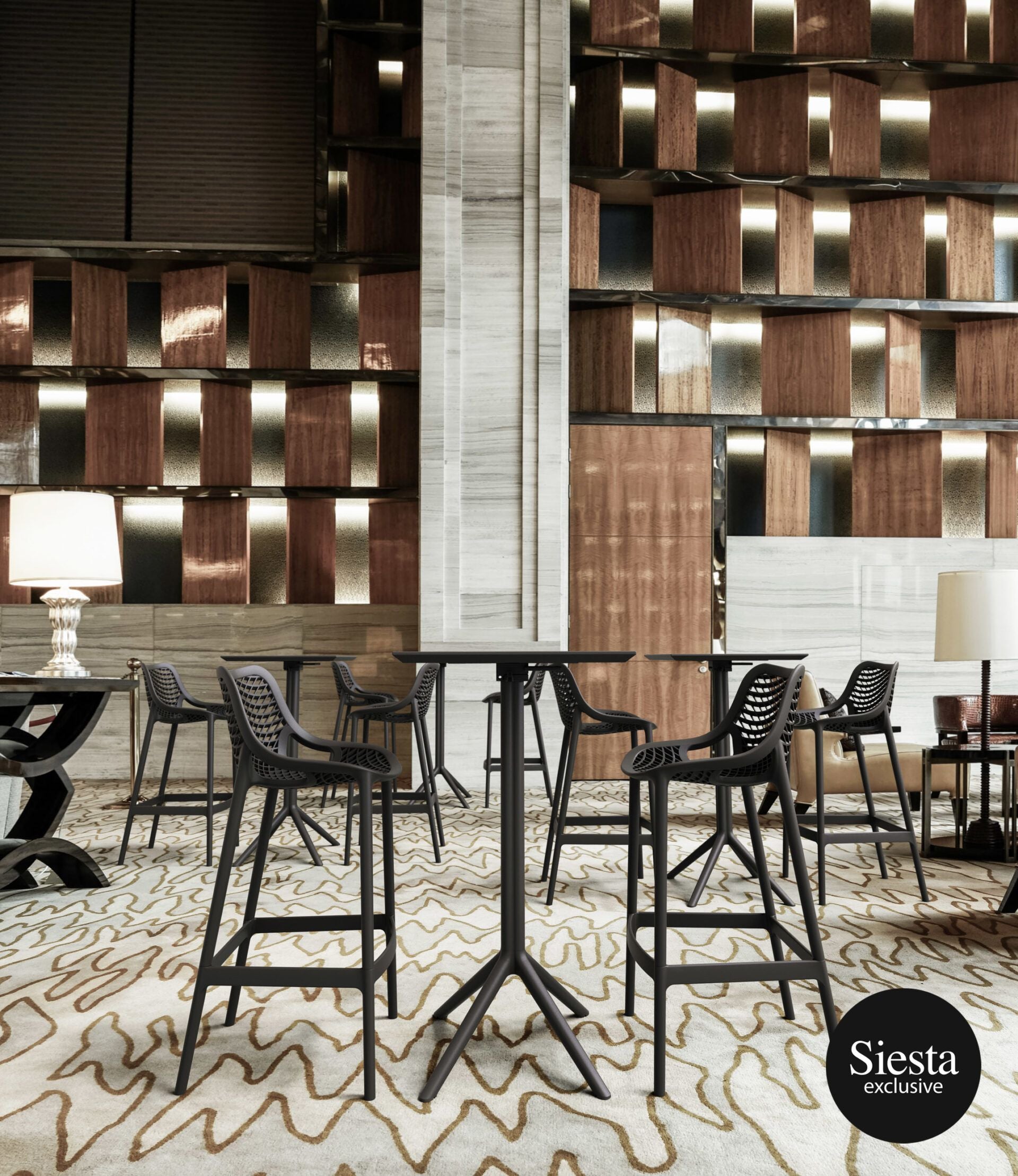 Sky Bar Table 3 Piece Set with Air 75 Barstools