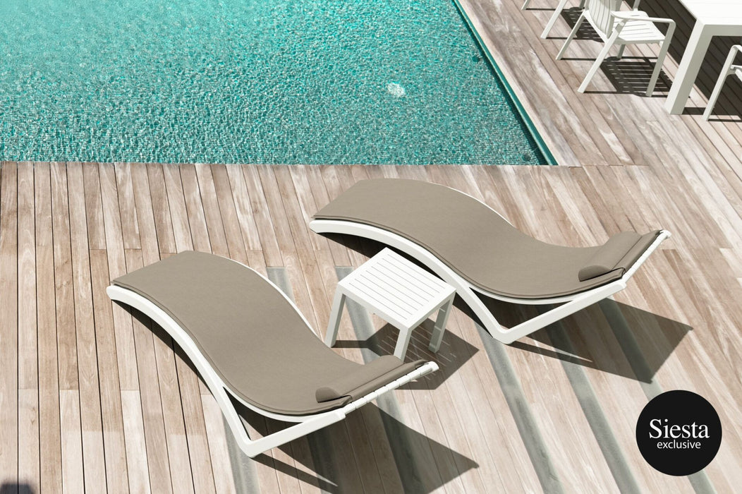 Pool Side 3 Piece Slim Sun Lounger Package with Ocean Side Table