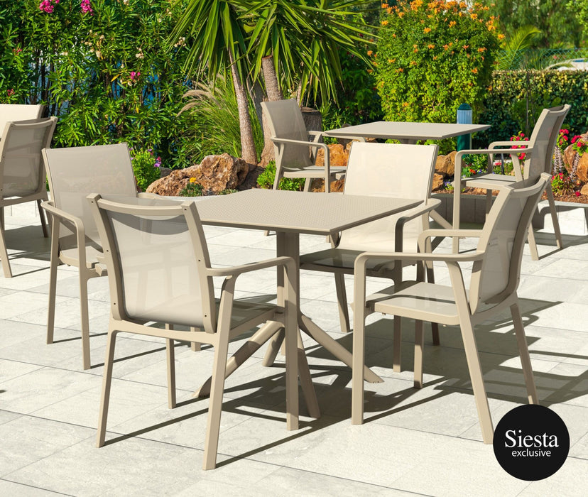 Sky 5 Piece Outdoor Table Setting with Pacific Arm Chairs