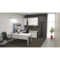 Axis Desk with Return and Modesty - White Worktop
