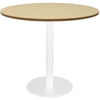 Round Flat Disc Base Table in White Powder Coat Finish