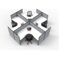 SHUSH30 Corner Workstations - 4 Person 'X' Configuration - Screen Hung Tops - White