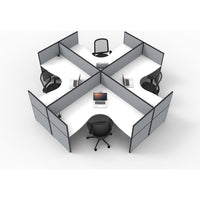 SHUSH30 Corner Workstations - 4 Person 'X' Configuration - Screen Hung Tops - White