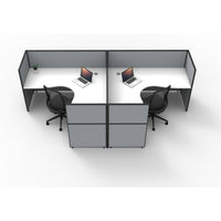 SHUSH30 Corner Workstations - 2 Person 'T' Configuration - Screen Hung Tops - White