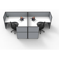 SHUSH30 Corner Workstations - 2 Person 'T' Configuration - Screen Hung Tops - White