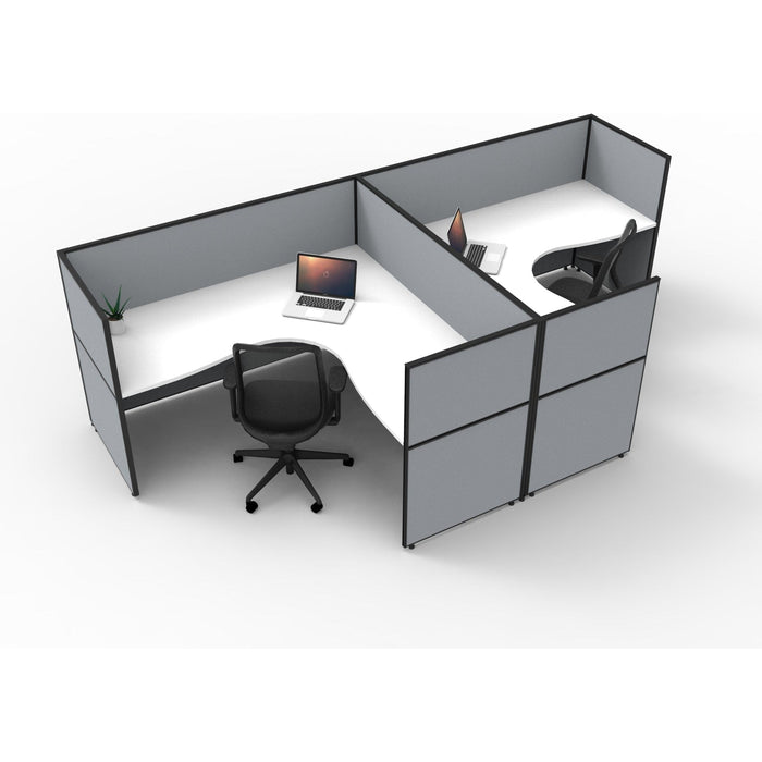 SHUSH30 Corner Workstations - 2 Person 'T' Configuration - Screen Hung Tops - White