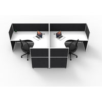 SHUSH30 Corner Workstations - 2 Person 'T' Configuration - Screen Hung Tops - White