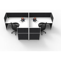 SHUSH30 Corner Workstations - 2 Person 'T' Configuration - Screen Hung Tops - White