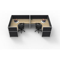 SHUSH30 Corner Workstations - 2 Person 'U' Configuration - Screen Hung Tops - Oak