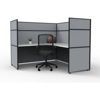 SHUSH30 Corner Workstation - 1 Person - Screen Hung Top - White