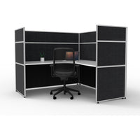 SHUSH30 Corner Workstation - 1 Person - Screen Hung Top - White