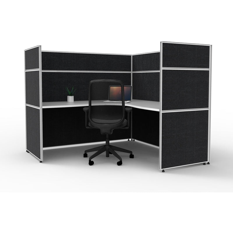 SHUSH30 Corner Workstation - 1 Person - Screen Hung Top - White