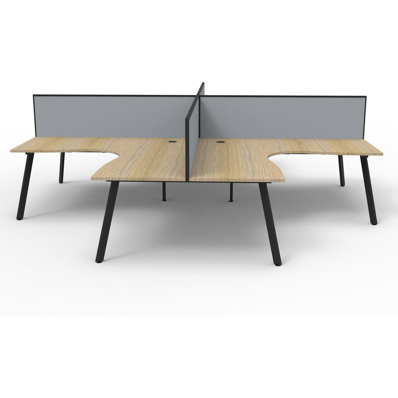 Eternity 4 Person Corner Workstation Pod with Screens - Oak