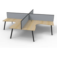 Eternity 4 Person Corner Workstation Pod with Screens - Oak