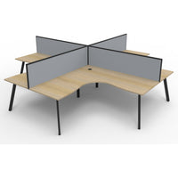 Eternity 4 Person Corner Workstation Pod with Screens - Oak