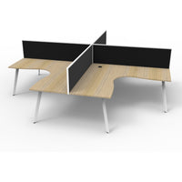 Eternity 4 Person Corner Workstation Pod with Screens - Oak