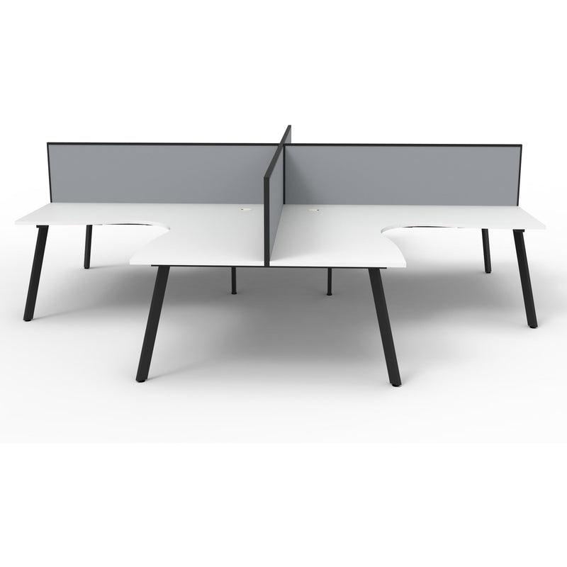 Eternity 4 Person Corner Workstation Pod with Screens - White