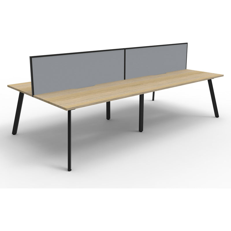 Eternity 4 Person Double Sided Workstation with Screens - Oak