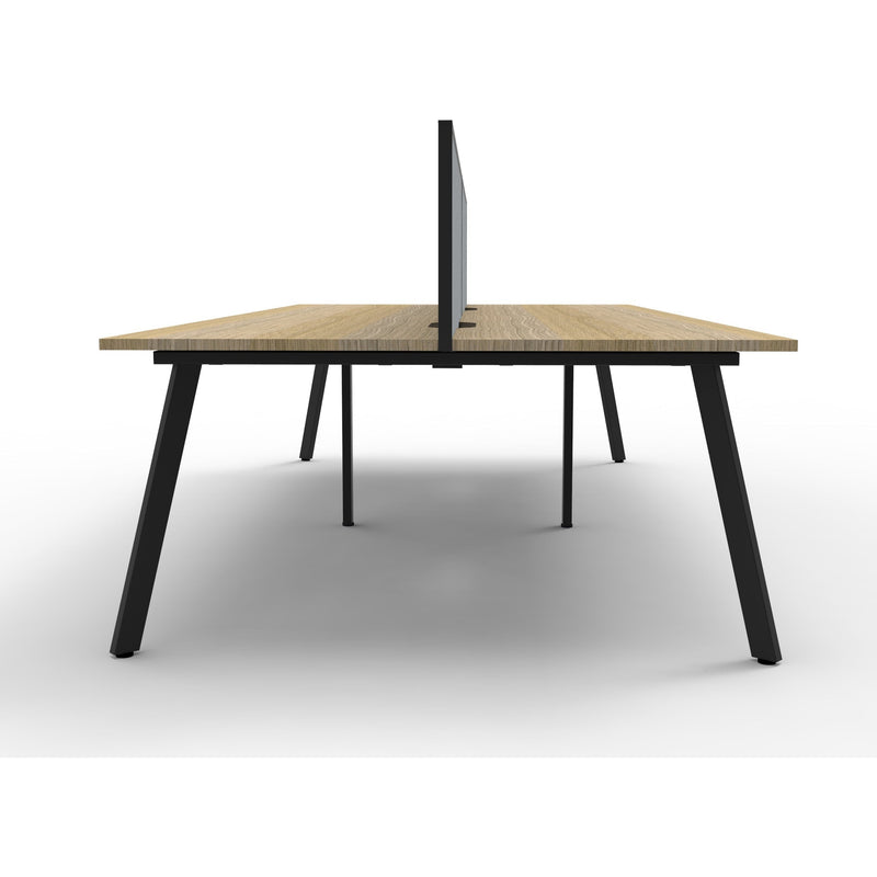 Eternity 4 Person Double Sided Workstation with Screens - Oak