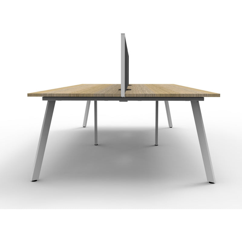 Eternity 4 Person Double Sided Workstation with Screens - Oak