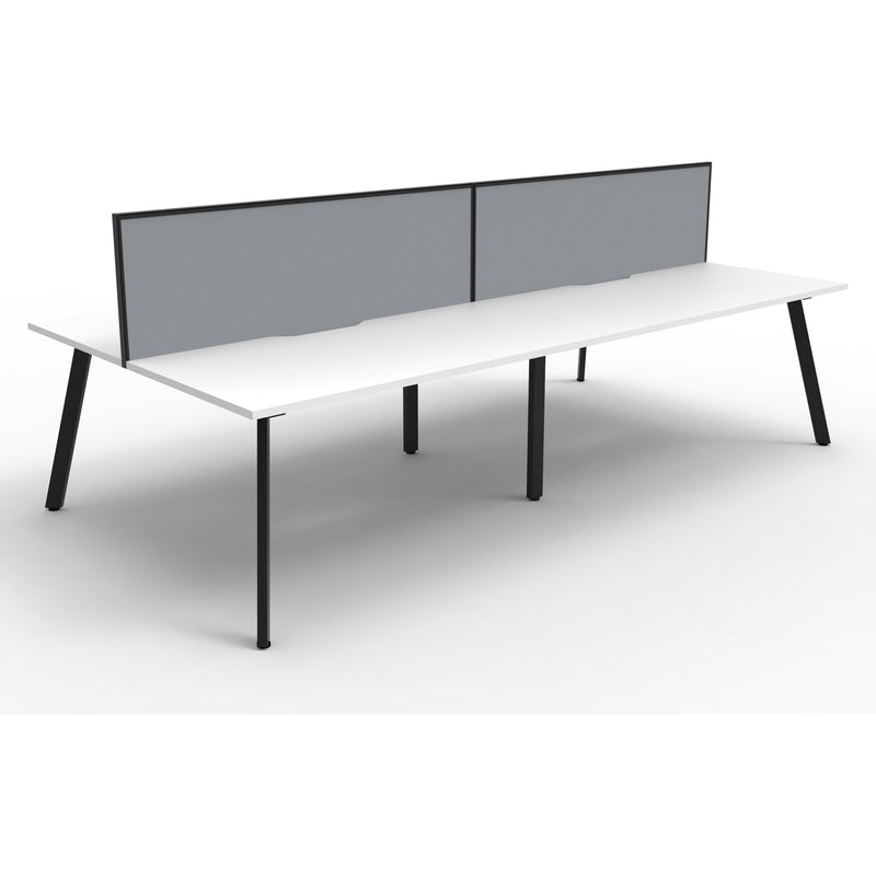 Eternity 4 Person Double Sided Workstation with Screens - White
