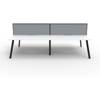 Eternity 4 Person Double Sided Workstation with Screens - White