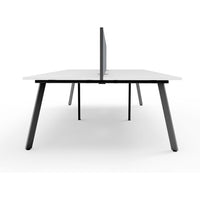 Eternity 4 Person Double Sided Workstation with Screens - White