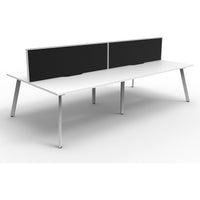 Eternity 4 Person Double Sided Workstation with Screens - White