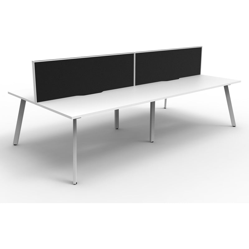 Eternity 4 Person Double Sided Workstation with Screens - White