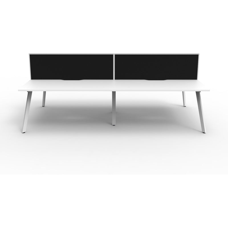 Eternity 4 Person Double Sided Workstation with Screens - White