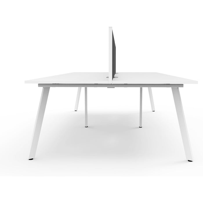 Eternity 4 Person Double Sided Workstation with Screens - White