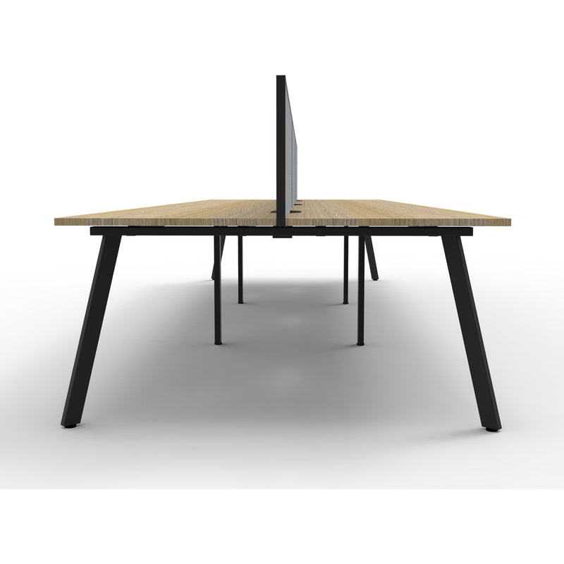 Eternity 6 Person Double Sided Workstation with Screens - Oak