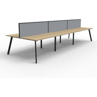 Eternity 6 Person Double Sided Workstation with Screens - Oak