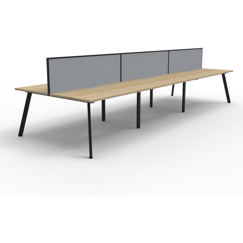 Eternity 6 Person Double Sided Workstation with Screens - Oak