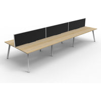 Eternity 6 Person Double Sided Workstation with Screens - Oak