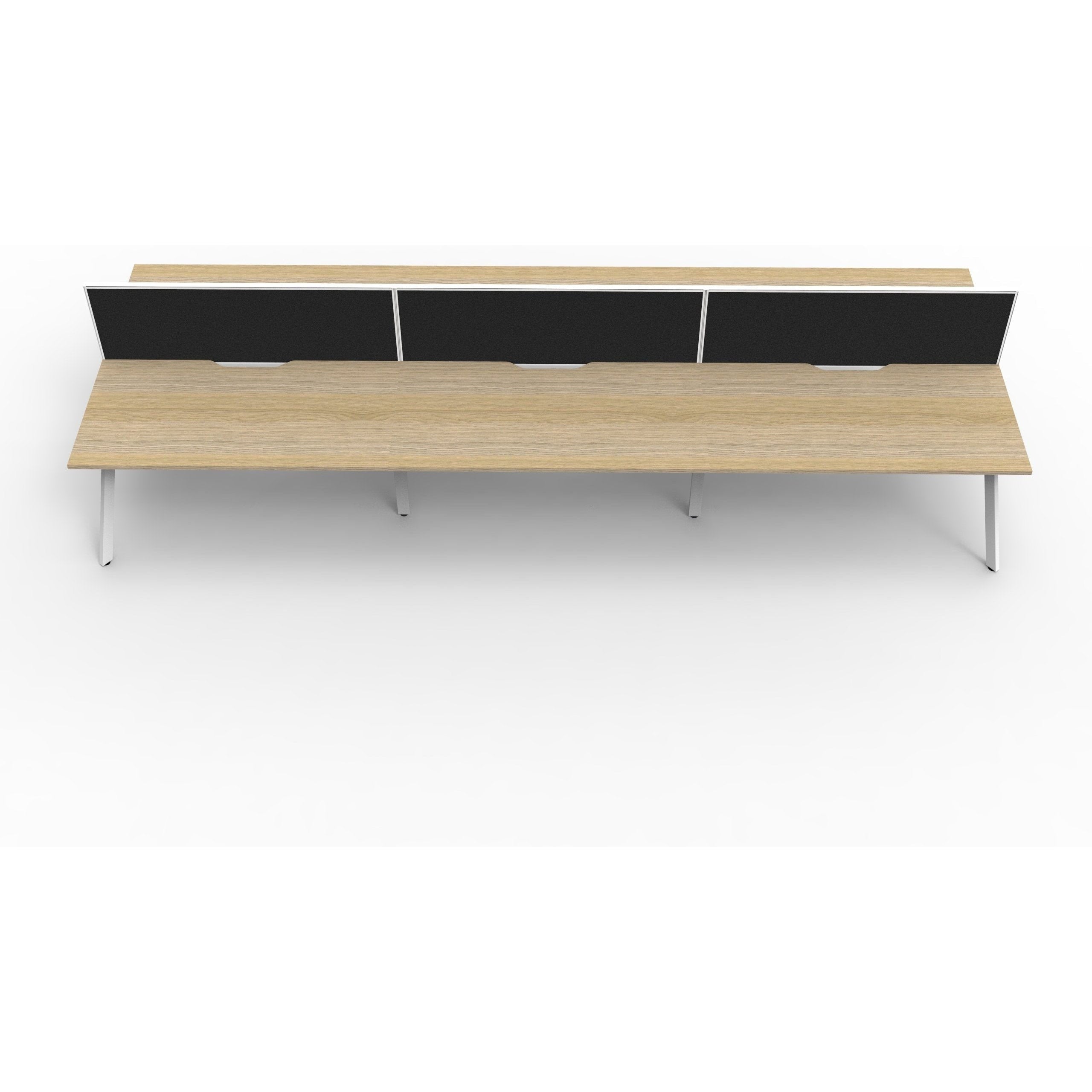 Eternity 6 Person Double Sided Workstation with Screens - Oak