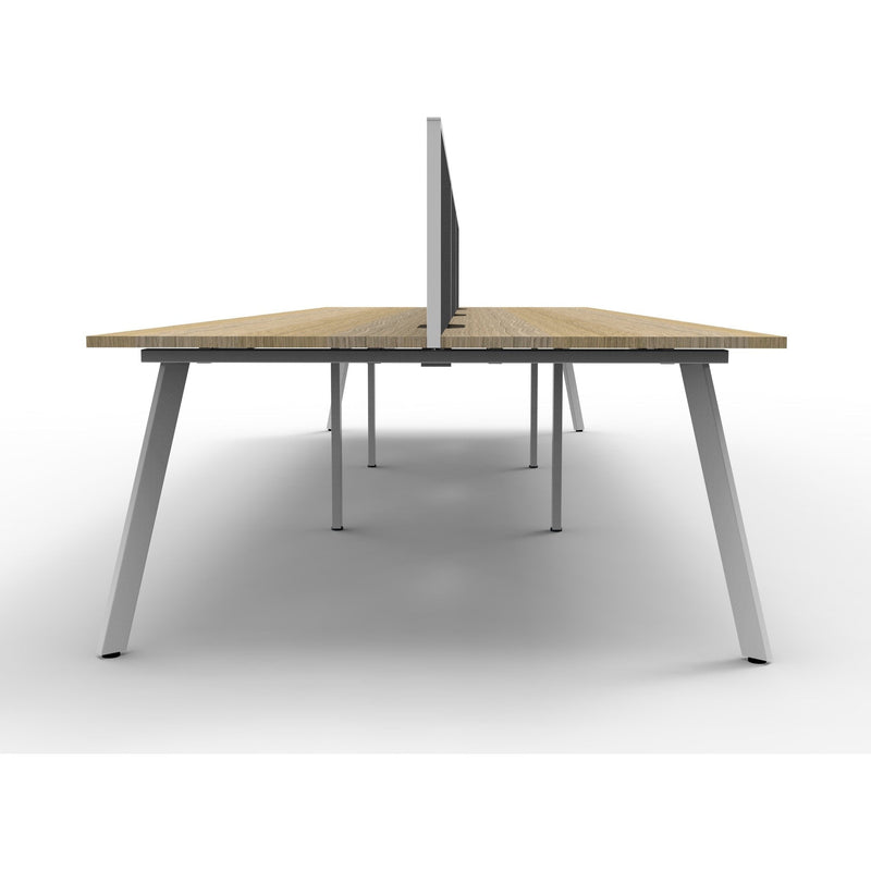 Eternity 6 Person Double Sided Workstation with Screens - Oak